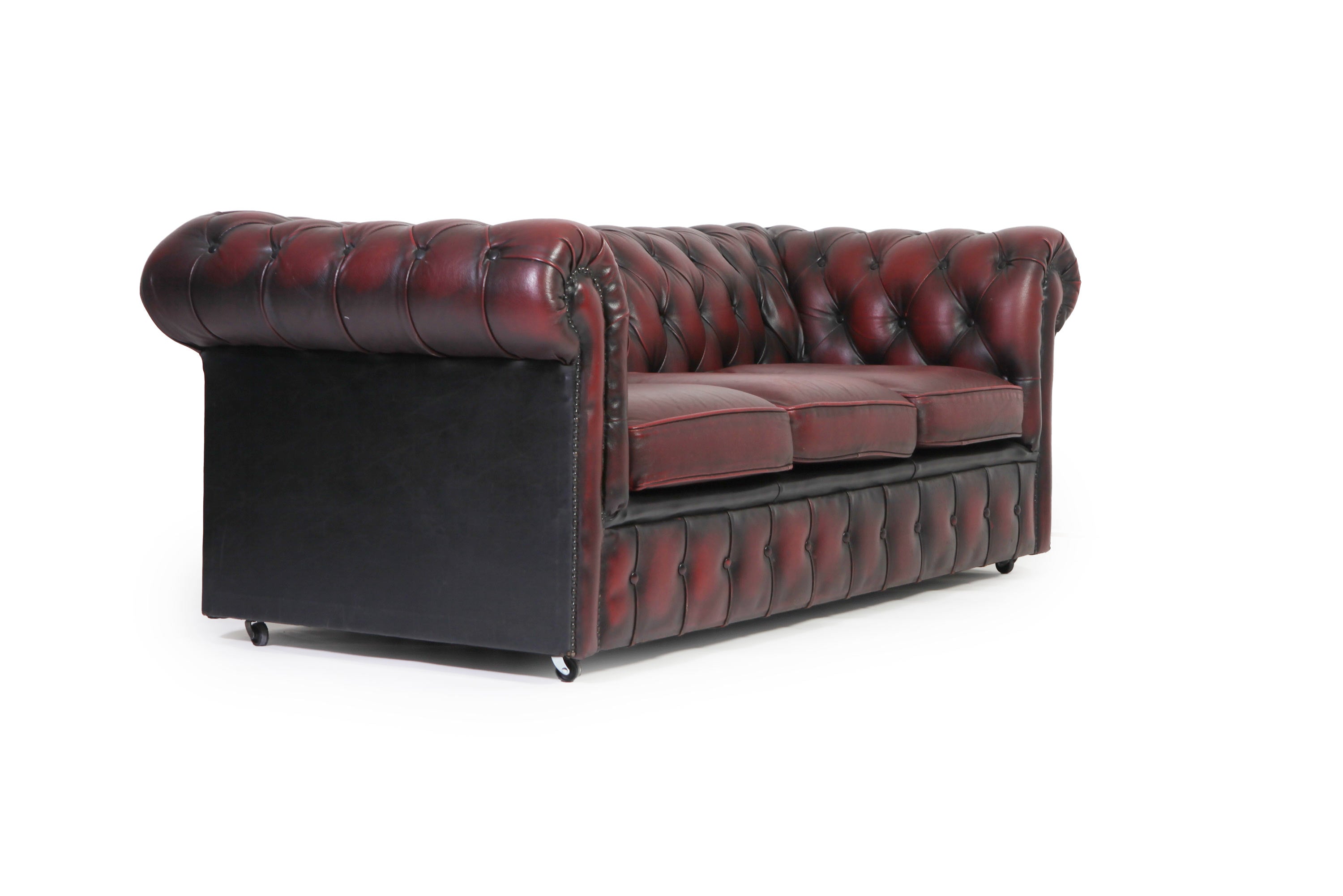 Divano 3 posti chesterfield club vintage inglese originale bordeaux