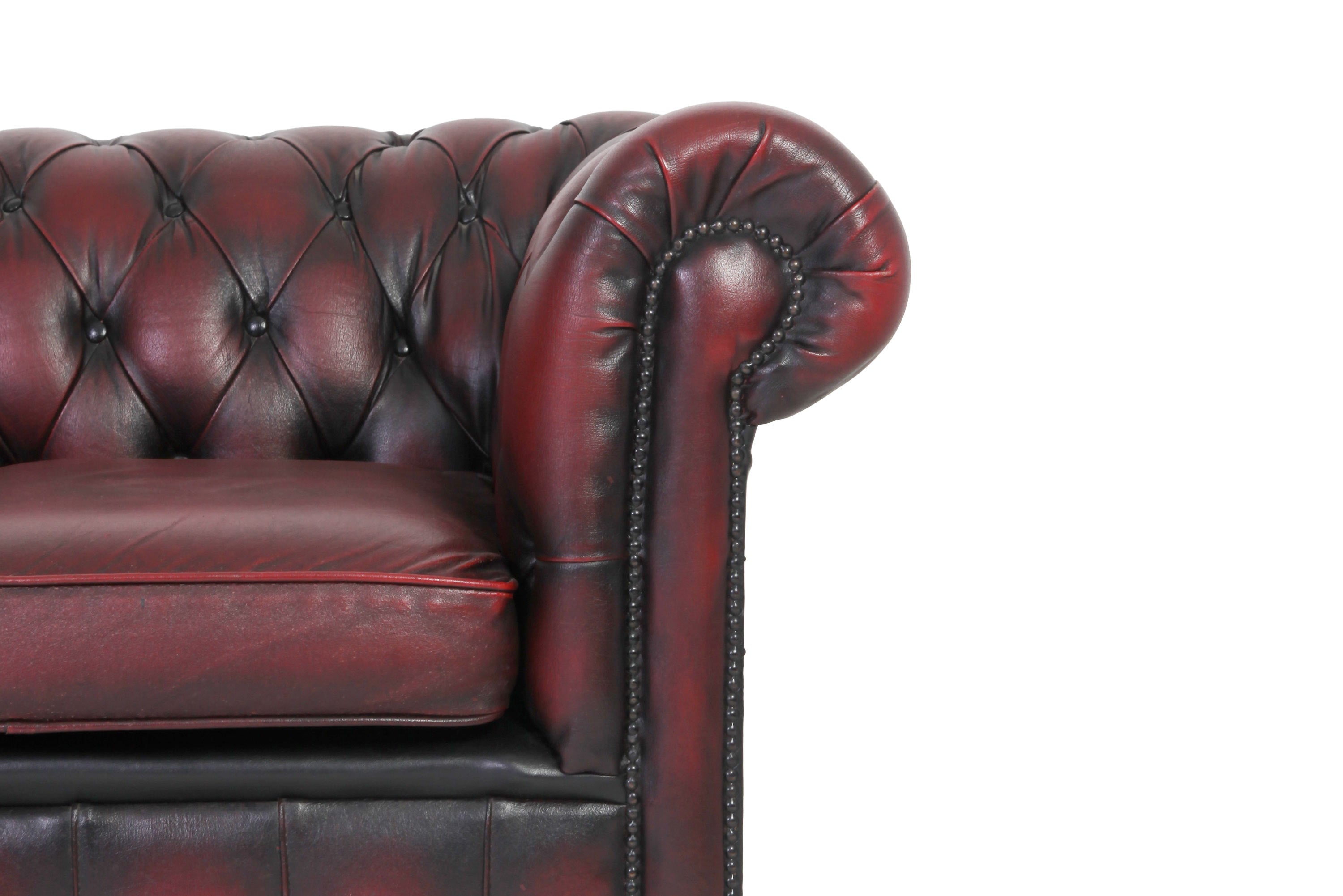 Divano 3 posti chesterfield club vintage inglese originale bordeaux