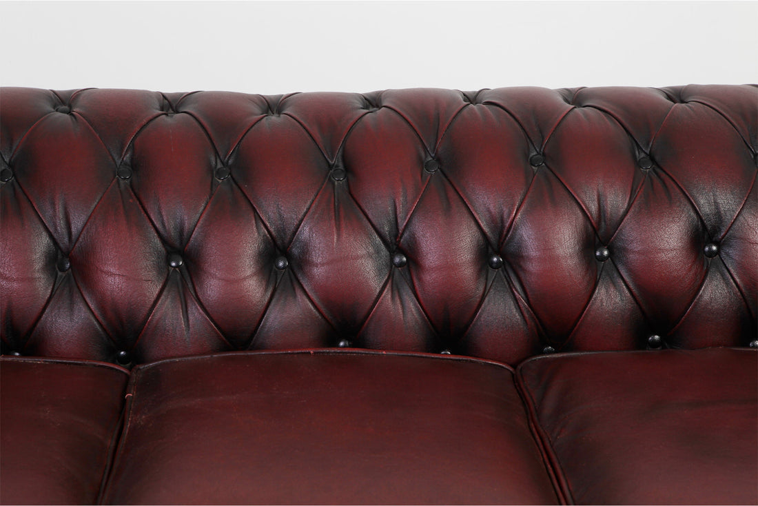 Divano 3 posti chesterfield club vintage inglese originale bordeaux