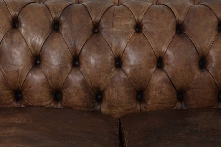Divano Chesterfield club antico 2 posti inglese originale marrone cognac