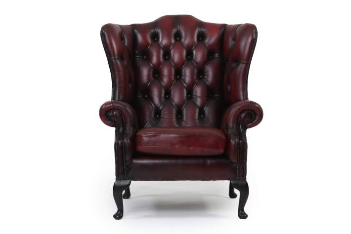 Poltrona chesterfield bergere vintage inglese originale bordeaux