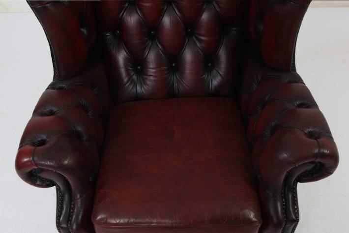 Poltrona chesterfield bergere vintage inglese originale bordeaux