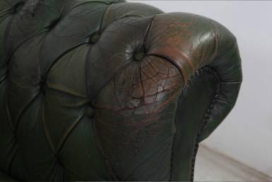 Divano chesterfield club 3 posti vintage originale verde