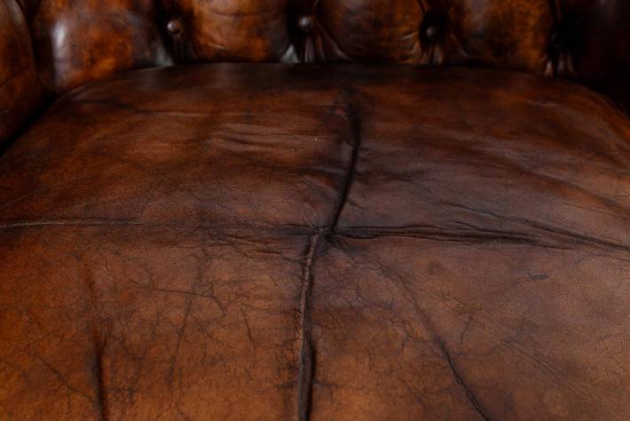 Divano chesterfield club 2 posti antico inglese marrone cognac