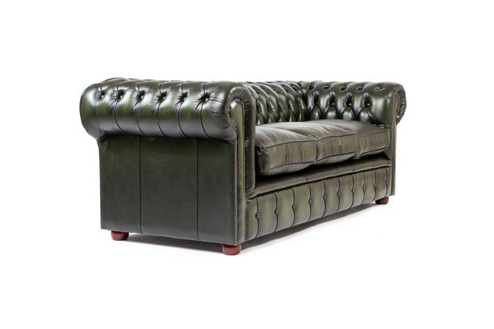 Divano chesterfield club nuovo originale inglese 3 posti verde anticato