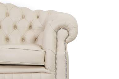 Divano chesterfield modello Oxford 3 posti vintage inglese avorio