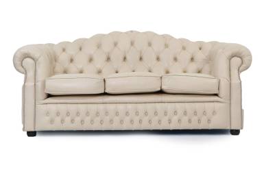 Divano chesterfield modello Oxford 3 posti vintage inglese avorio