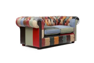Divano Chesterfield club 2 posti harlequin patchwork inglese originale
