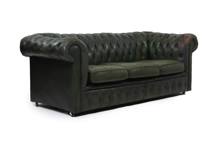 Divano chesterfield club 3 posti vintage originale verde
