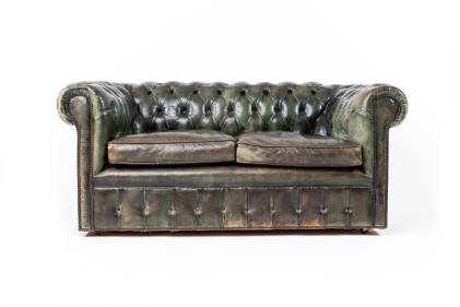 Divano chesterfield club due posti antico inglese originale verde 