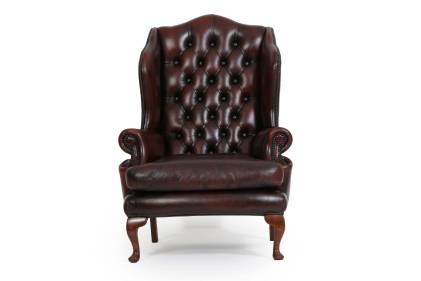 Poltrona chesterfield bergere vintage inglese originale marrone 