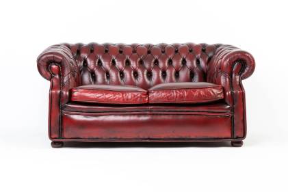 Divano chesterfield club due posti inglese originale vintage bordeaux 